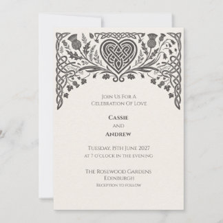 Convite de Casamento Celtic Knot Thistle