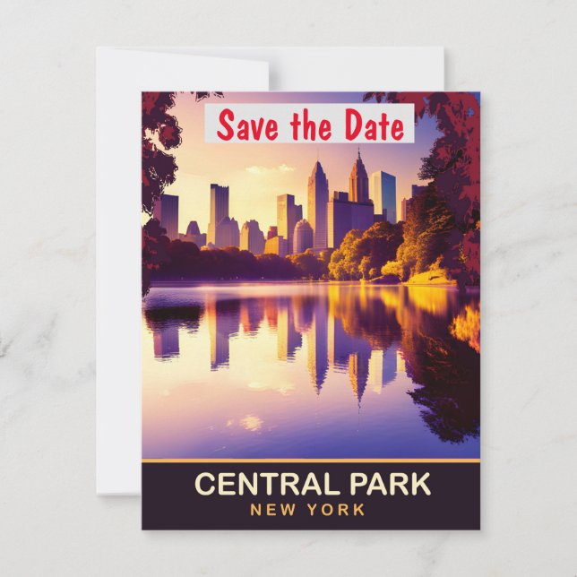 Convite de Casamento Central Park New York Skyline (Frente)