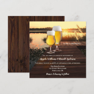 Convite de Casamento Cerveja Pôr do Sol Romântico