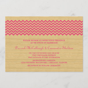 Convite de casamento Cevron Russo Rosa