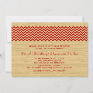 Convite de casamento Cevron Russo Vermelho