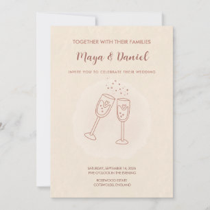 Convite de Casamento Champagne Minimalista Elegant