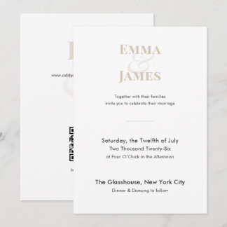 Convite de Casamento Champanhe Minimalista | Códig