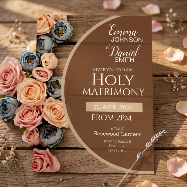 Convite de Casamento Charme Rústico Sagrado Matrim (Criador carregado)