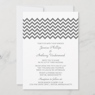 Convite de Casamento Chevron Simples Cinza