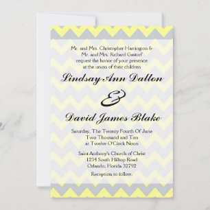 Convite de casamento Chevron Yellow e Cinza 5x7