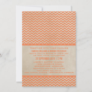 Convite de casamento Chic Chevron Laranja