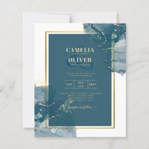 Convite de Casamento Chic com Tinta Alcoólica Dour