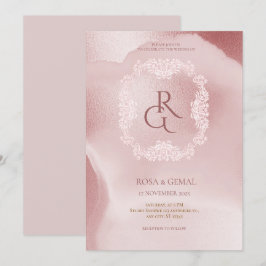 Convite de Casamento Chic Elegante Rosa