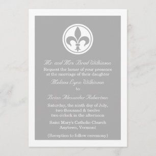 Convite de casamento Chic Fleur De Lis, Cinza