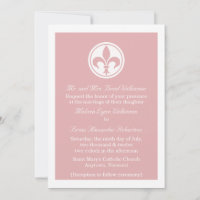 Convite de casamento Chic Fleur De Lis, Rosa