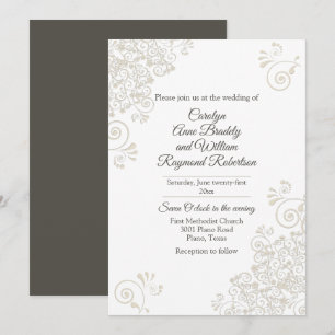 Convite de Casamento Chic Ivory Flourishes