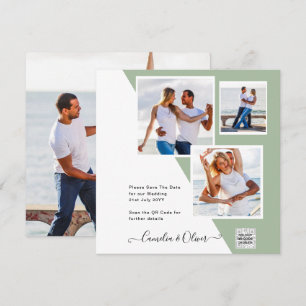 Convite de Casamento Chic Photo com QR Code Data d