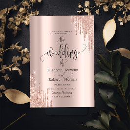 Convite de Casamento Chic Rose Gold Drips
