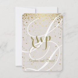 Convite de casamento Chic | RSVP Dourada Confetti 