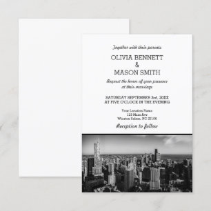 Convite De Casamento   Chicago City Skyline