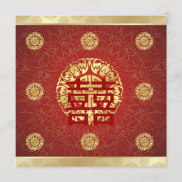 Convite de Casamento Chinês Felicidade Dupla Verme