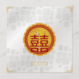 Convite de Casamento Chinês Felicidade Vermelha Mo