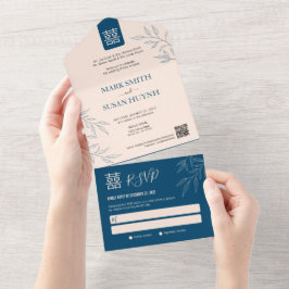 Convite de Casamento Chinês Tudo em Um com Folga M