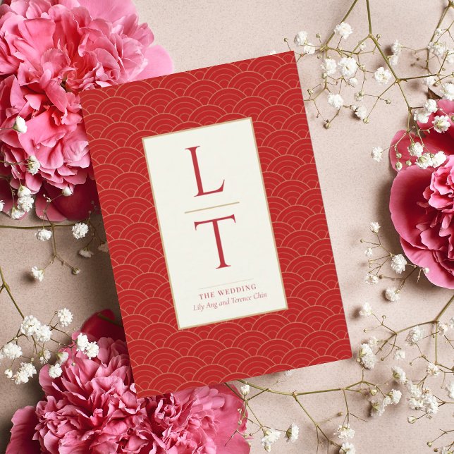 CONVITE DE CASAMENTO CHINOISERIE VERMELHO CHINÊS (Criador carregado)