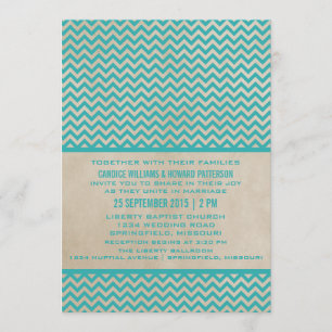 Convite de casamento chique de Chevron da cerceta