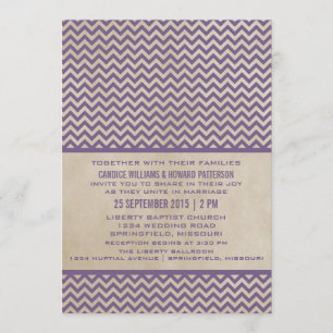 Convite de casamento chique roxo de Chevron