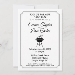 Convite de Casamento Churrasco Preto e Branco