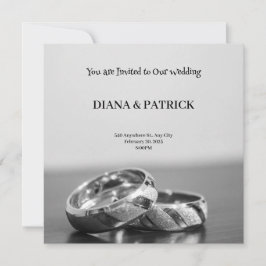 Convite de Casamento Cinza Moderno