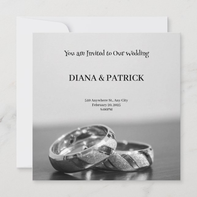 Convite de Casamento Cinza Moderno (Frente)
