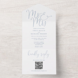 Convite de Casamento Cinza Poeira Código QR Sr e S