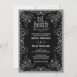 Convite de Casamento Cinza Preto Til Death Gótico