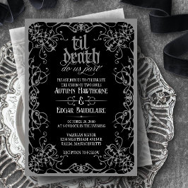 Convite de Casamento Cinza Preto Til Death Gótico