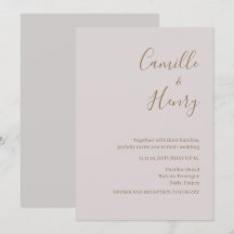 Convite de Casamento Cinza Rosa Minimalista Modern