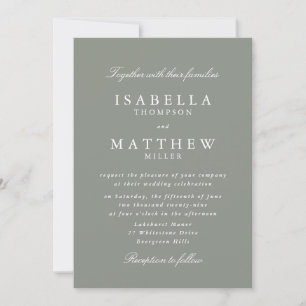Convite de Casamento Cinza Verde Clássico