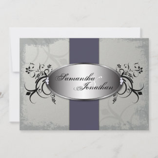 Convite De Casamento Cinzas Elegantes Floral De Id