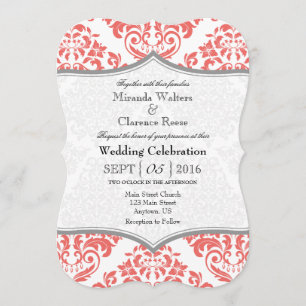 Convite de casamento cinzento coral do suporte do