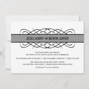 Convite de casamento cinzento do Flourish de Deco