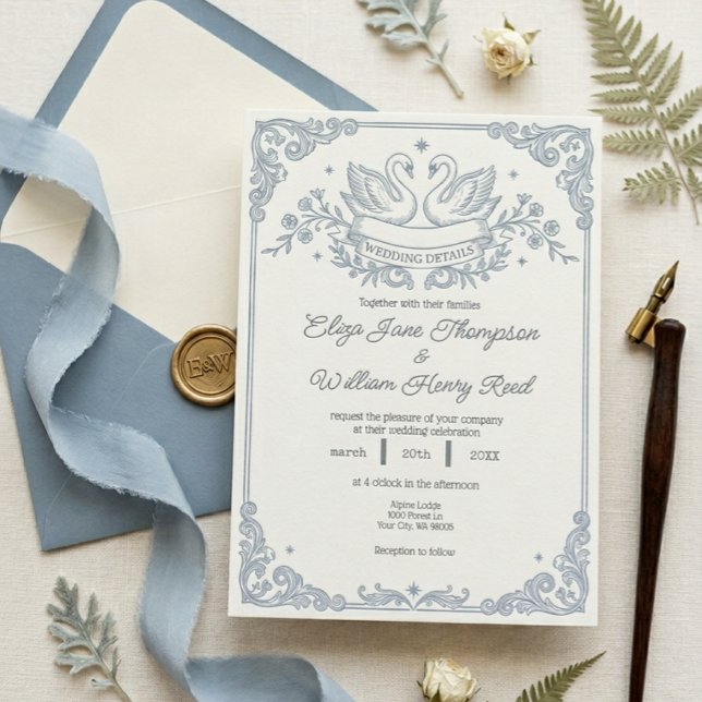 Convite de Casamento Cisne Azul (Criador carregado)
