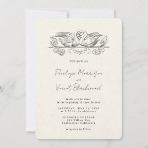Convite de Casamento Cisnes de Amor