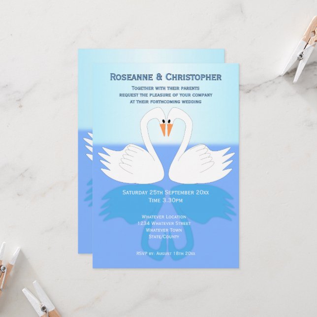 Convite de Casamento Cisnes Design (Frente/Verso In Situ)