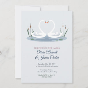 Convite de Casamento Cisnes no Lago do Amor