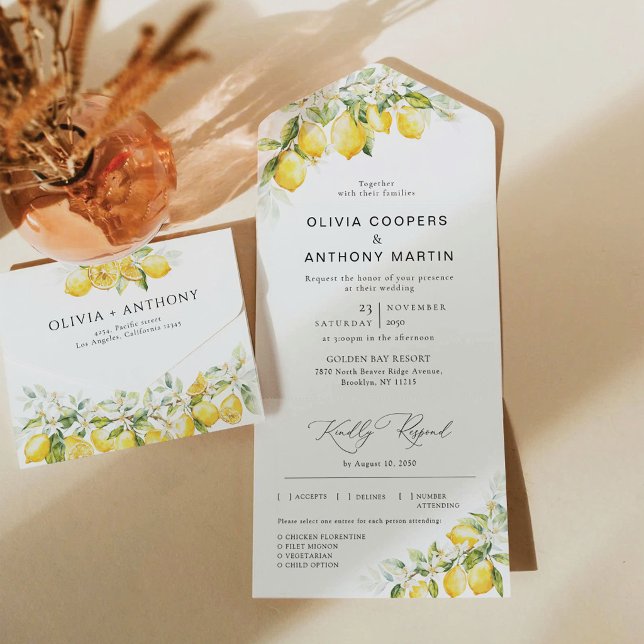 Convite de Casamento Citrus Lemon All in One (Criador carregado)
