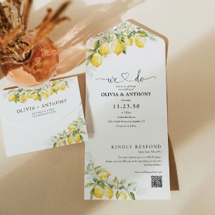 Convite de Casamento Citrus Lemon All in One