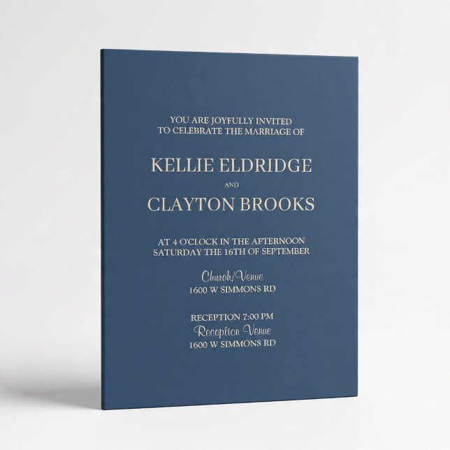 Convite de Casamento Classic Blue Amor Eterno (Criador carregado)