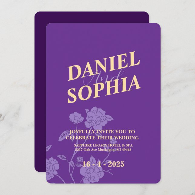 Convite de casamento clássico (Frente/Verso)