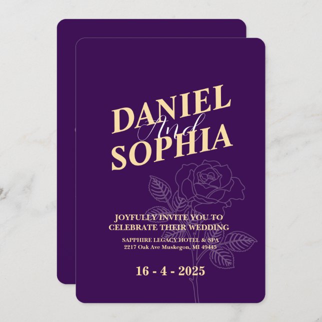 Convite de casamento clássico (Frente/Verso)