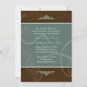 Convite de Casamento Clássico Chocolate Escuro