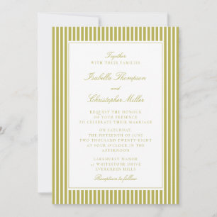 Convite de Casamento Clássico Citrus Green Stripe