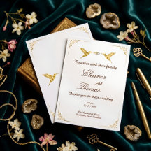 Convite de Casamento Clássico com Borda Dourada Or