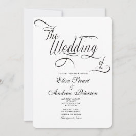 Convite de Casamento Clássico com Caligrafia Elega